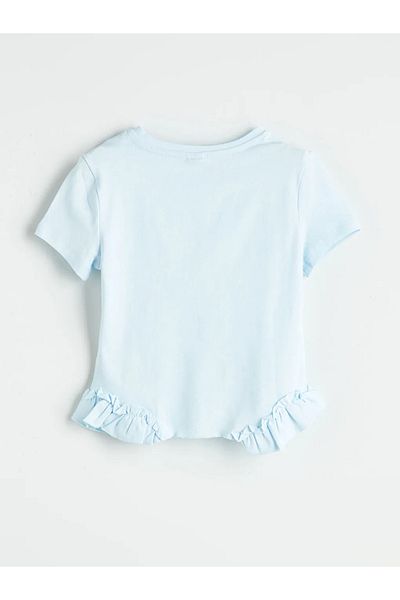 LC Waikiki Παιδικό μπλουζάκι για κορίτσια με στάμπα LCW Kids Blue Crew Neck