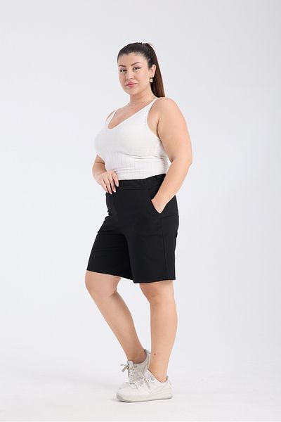 Gül Moda Black Women's Plus Size Fabric Shorts G122-2