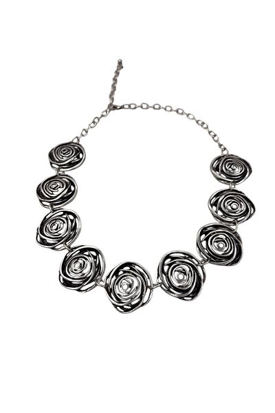 Smyrna Silver Plated Zamak Necklace (Round Flower Necklace)