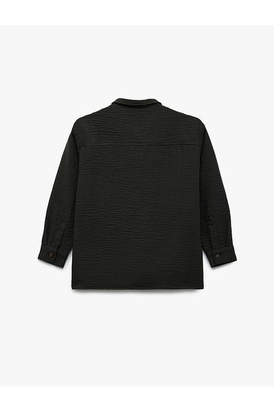 Koton Long Sleeve Buttoned Classic Collar Pocket Detailed Label Printed Shirt