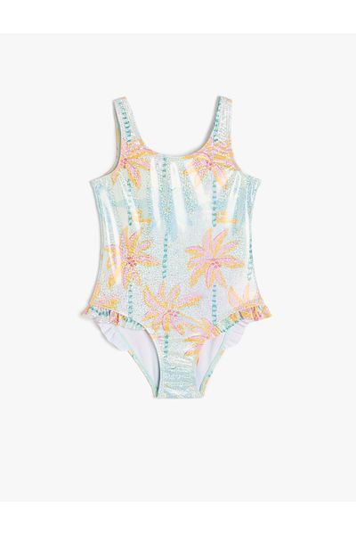 Koton Costum de baie cu imprimeu palmier cu bretele cu volane