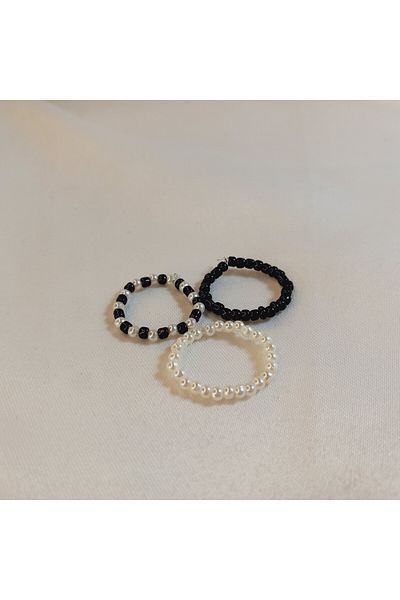 Crystal Atelier Pearl Elastic Ring Set-Flexible Fishing Line Drawstring Pearl Joint Ring-Pearl Ring-Sand Beaded Ring Set