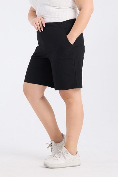 Gül Moda Black Women's Plus Size Fabric Shorts G122-2