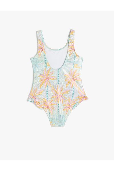 Koton Costum de baie cu imprimeu palmier cu bretele cu volane