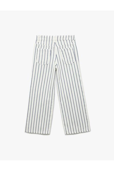 Koton Cotton Striped Wide Leg Jeans