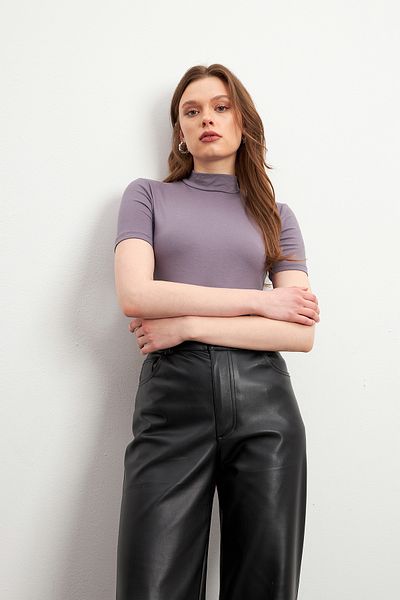 Hür Women's Gray Short Sleeve Blouse