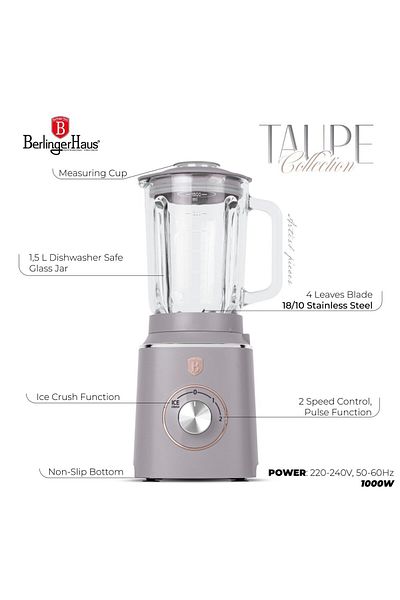 Berlinger Haus Tabletop blender with 1.5 L glass jar Taupe Berlinger Haus BH 9496