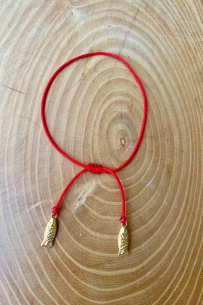 Shepidi Red Rope Gold Fish Bracelet