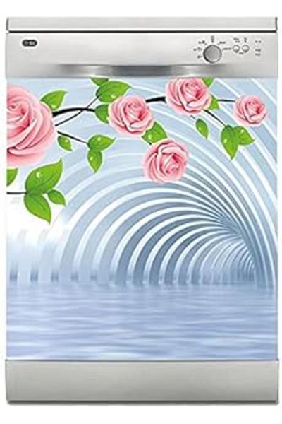 AMAZON TOHUM Dishwasher Sticker Coating White Goods Coating 3D Tunnel Pink Roses
