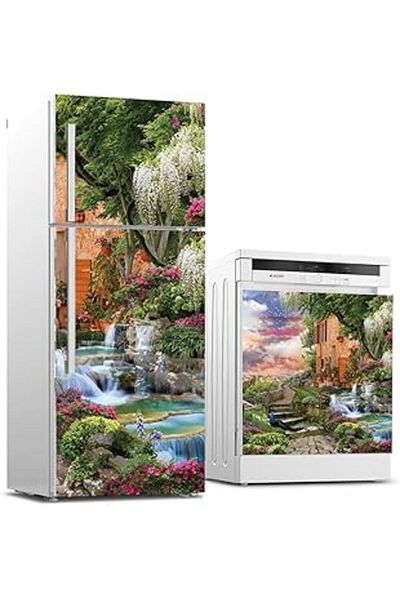 AMAZON TOHUM Refrigerator and Dishwasher White Goods Sticker Covering Waste Waterfall