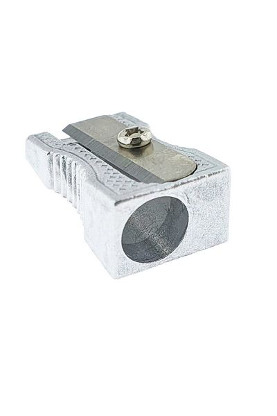 OEM Aluminum pencil sharpener, compact and durable, 25x14x10 mm, silver