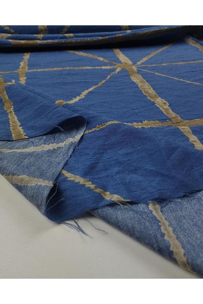 Kumaş Parça Beige Patterned Aerobin on Blue (Width 140 cm X Length 290 cm)