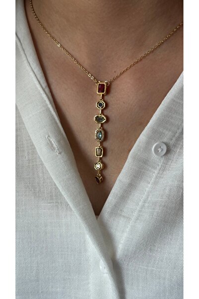 sahidesignatelier قلادة على شكل حرف Y مكونة من 7 عناصر من الأحجار الكريمة الم...