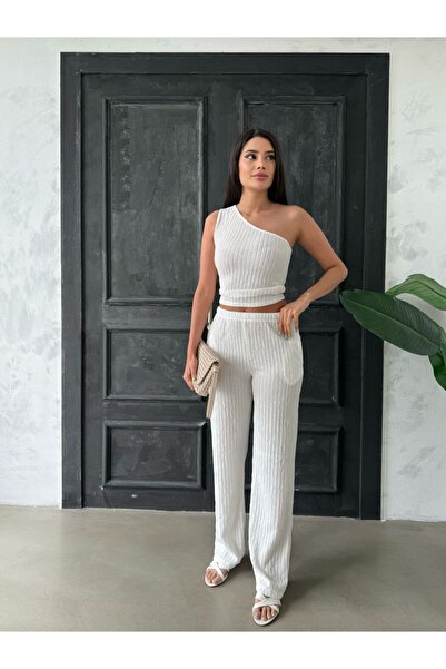 QADİSH Women's One Shoulder Crop Suit