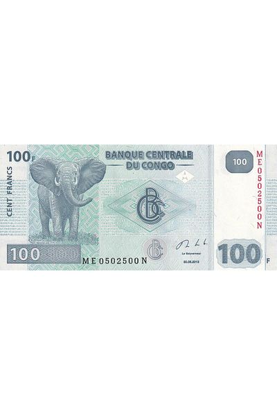 Benim Koleksiyonum Democratic Republic of the Congo, 100 Francs (2013) Unc Old Foreign Paper Money