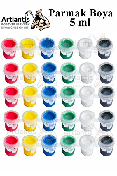 Artlantis Parmak Boya 5 ml 6 Renk 5 Paket Mini Küçük Parmak Boya Etkinlik Boy...
