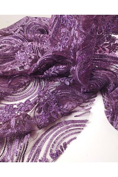 Kumaş Parça Burgundy Purple Inter-Tone Sequin Tulle (Width 130 cm X Length 220 cm)