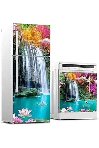 AMAZON TOHUM Refrigerator and Dishwasher White Goods Sticker Covering Natural Waterfall