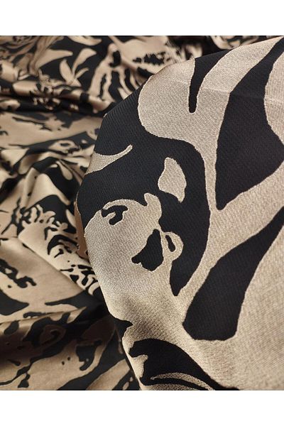 Kumaş Parça Burnout Viscose Silky Brown Black (Width 140 cm X Length 290 cm)