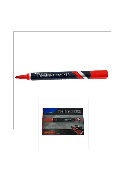 OEM Set of 12 red permanent markers, THINK U100, with 1.5MM round tip, for writing on any surface