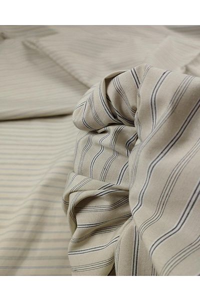 Kumaş Parça 59% Cotton 41% Synthetic Beige Blue Striped Woven (Width 150 cm X Length 225 cm)