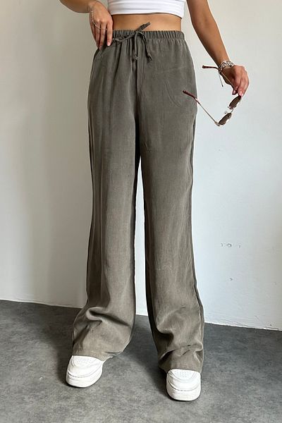 Feela Moda 2008 Lace-Up Elastic Waist Washable Modal Woven Palazzo Women's Trousers