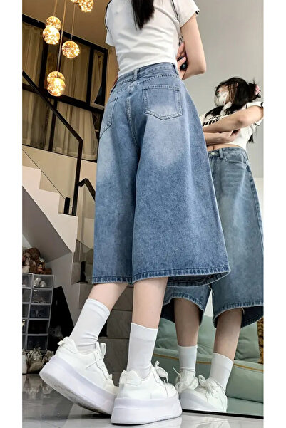 Weekeep Y2k Πλενόμενο ύφασμα Unisex Jean Bermuda/Σορτς