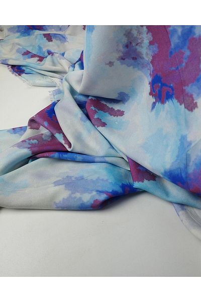 Kumaş Parça Cotton Viscose Blue White (Width 145 cm X Length 275 cm)