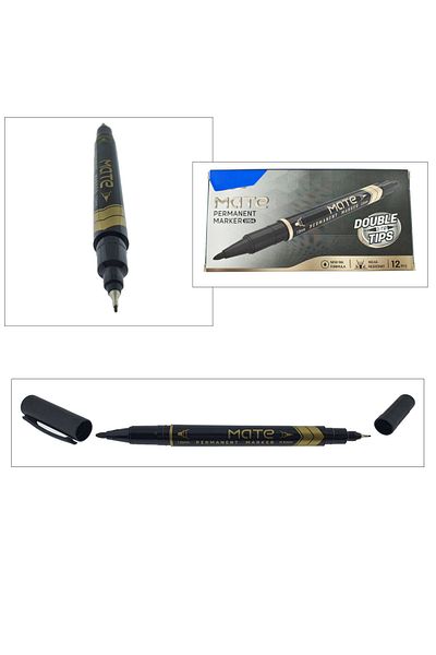 OEM Set of 12 black permanent markers with 2 tips of 0.5mm and 1mm, for various surfaces
