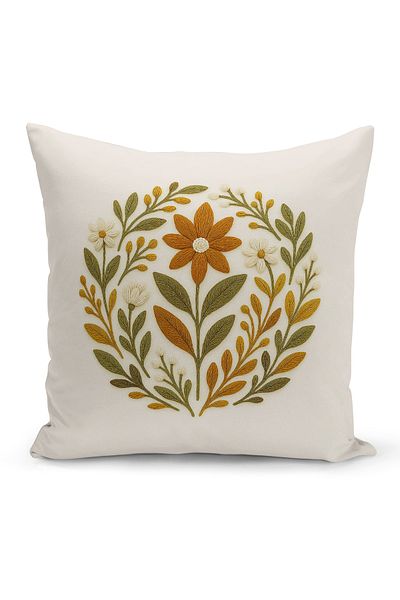 Bertille Home Husă de pernă imprimată digitală pe două părți (aspect de model de broderie Punch/Punch)
