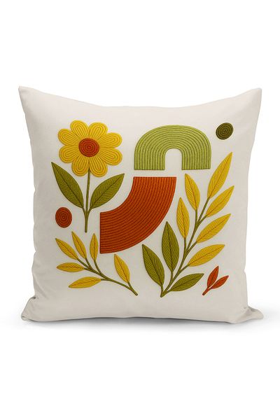 Bertille Home Husă de pernă imprimată digitală pe două părți (aspect de model de broderie Punch/Punch)
