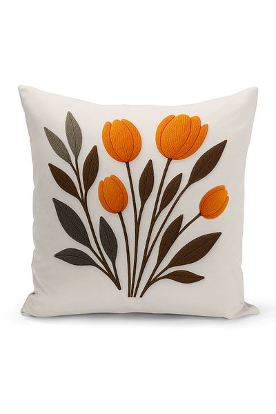 Bertille Home Husă de pernă imprimată digitală pe două părți (aspect de model de broderie Punch/Punch)
