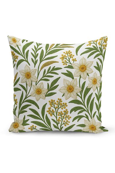 Bertille Home Husă de pernă imprimată digitală pe două părți (aspect de model de broderie Punch/Punch)