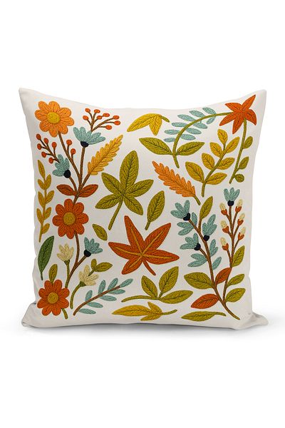 Bertille Home Husă de pernă imprimată digitală pe două părți (aspect de model de broderie Punch/Punch)