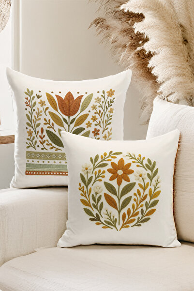 Bertille Home Set de 4 huse de pernă cu imprimare digitală dublă (aspect de b...