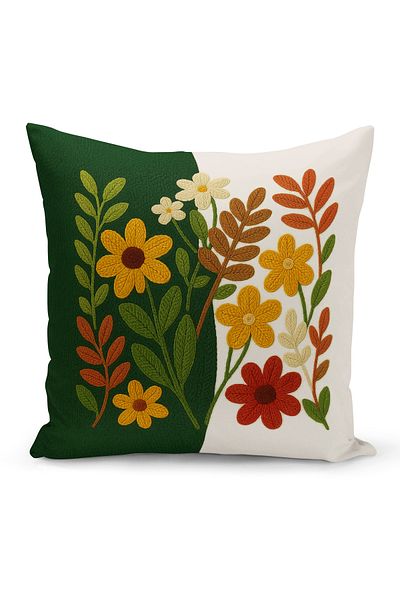 Bertille Home Husă de pernă imprimată digitală pe două părți (aspect de model de broderie Punch/Punch)