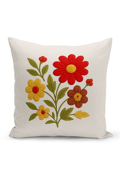 Bertille Home Husă de pernă imprimată digitală pe două părți (aspect de model de broderie Punch/Punch)