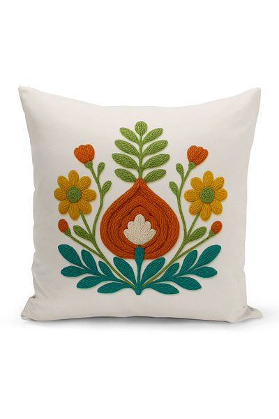 Bertille Home Husă de pernă imprimată digitală pe două părți (aspect de model de broderie Punch/Punch)