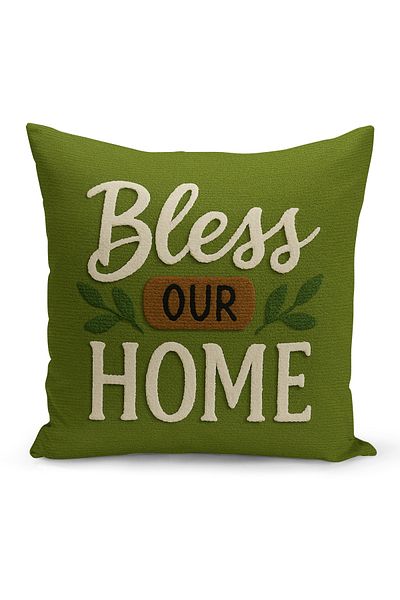 Bertille Home Double Side Digital Printed Throw Pillow Case (Punch/Punch Embroidery Pattern Look)