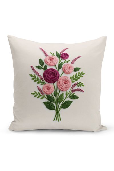 Bertille Home Husă de pernă imprimată digitală pe două părți (aspect de model de broderie Punch/Punch)