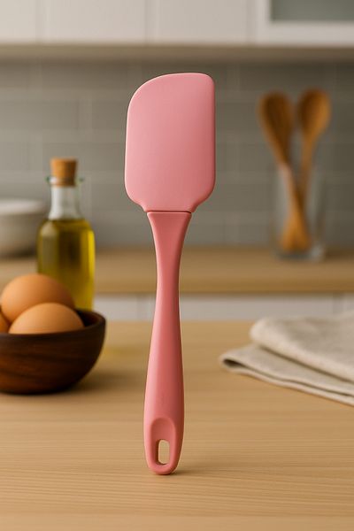Melkan Home Heat Resistant Silicone Spatula – Pink, Flexible and Ergonomic Non-Stick Dough Spatula