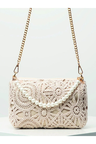 ÇANTA حقيبة يد نسائية مطرزة بوهيمية على شكل زهرة محبوكة كريم حقيبة كتف بمقبض ...