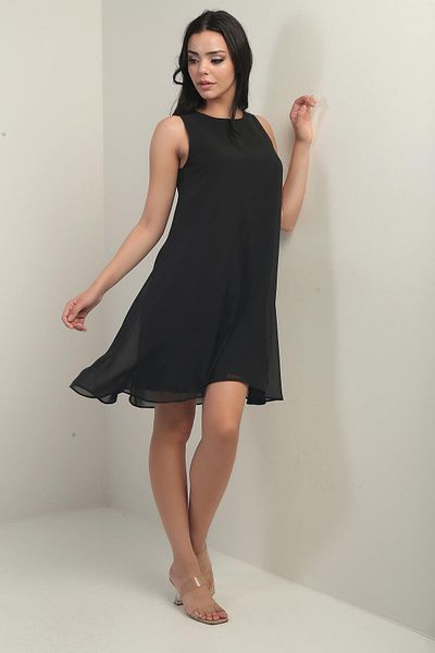 By Saygı Rochie scurtă din șifon, fără mâneci, căptușită pentru femei