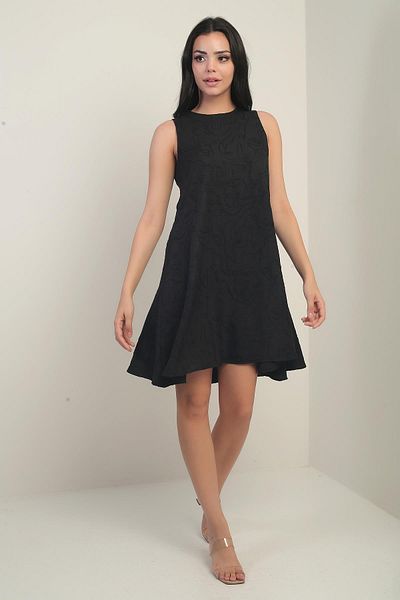 By Saygı Rochie scurtă de damă cu gât rotund cu model mixt