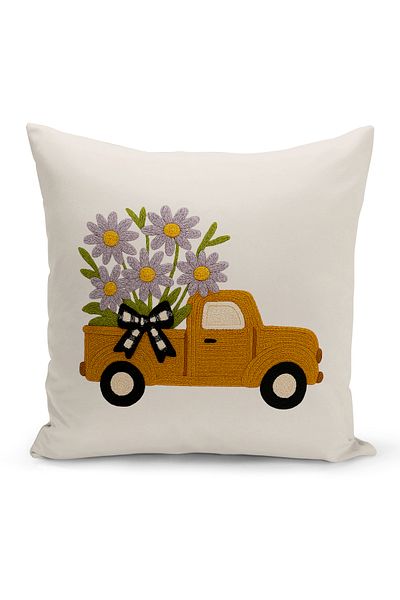 Bertille Home Husă de pernă imprimată digitală pe două părți (aspect de model de broderie Punch/Punch)