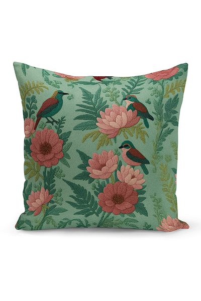 Bertille Home Husă de pernă imprimată digitală pe două părți (aspect de model de broderie Punch/Punch)