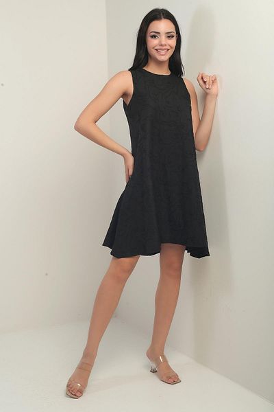 By Saygı Rochie scurtă de damă cu gât rotund cu model mixt