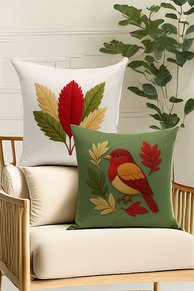 Bertille Home Σετ με 4 μαξιλαροθήκες με ψηφιακή εκτύπωση διπλής όψης (εμφάνιση μοτίβου κεντήματος Ponç/Punch)