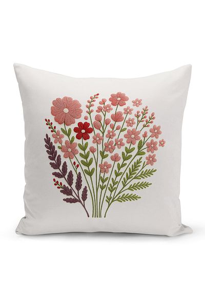 Bertille Home Husă de pernă imprimată digitală pe două părți (aspect de model de broderie Punch/Punch)