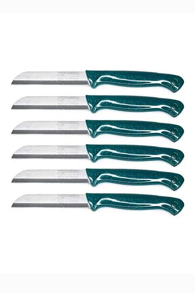 Meturas Set of 6 Glittered Perforated Fruit Knives – Handle, Stainless Steel, Ergonomic and Sharp
